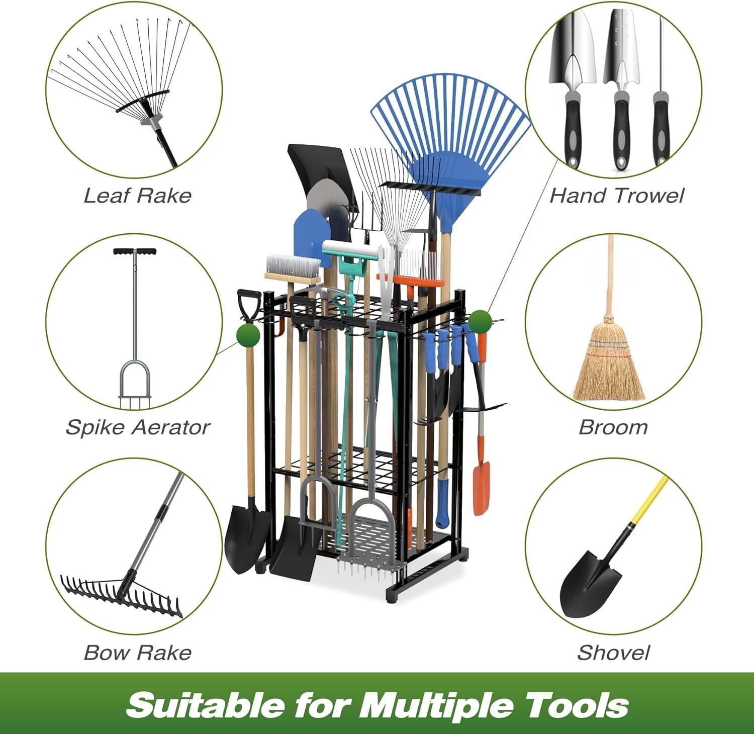 Garden Tool Organizer Rack Up to 50 Tools, Heavy-Duty Steel Yard Tool Organiz...