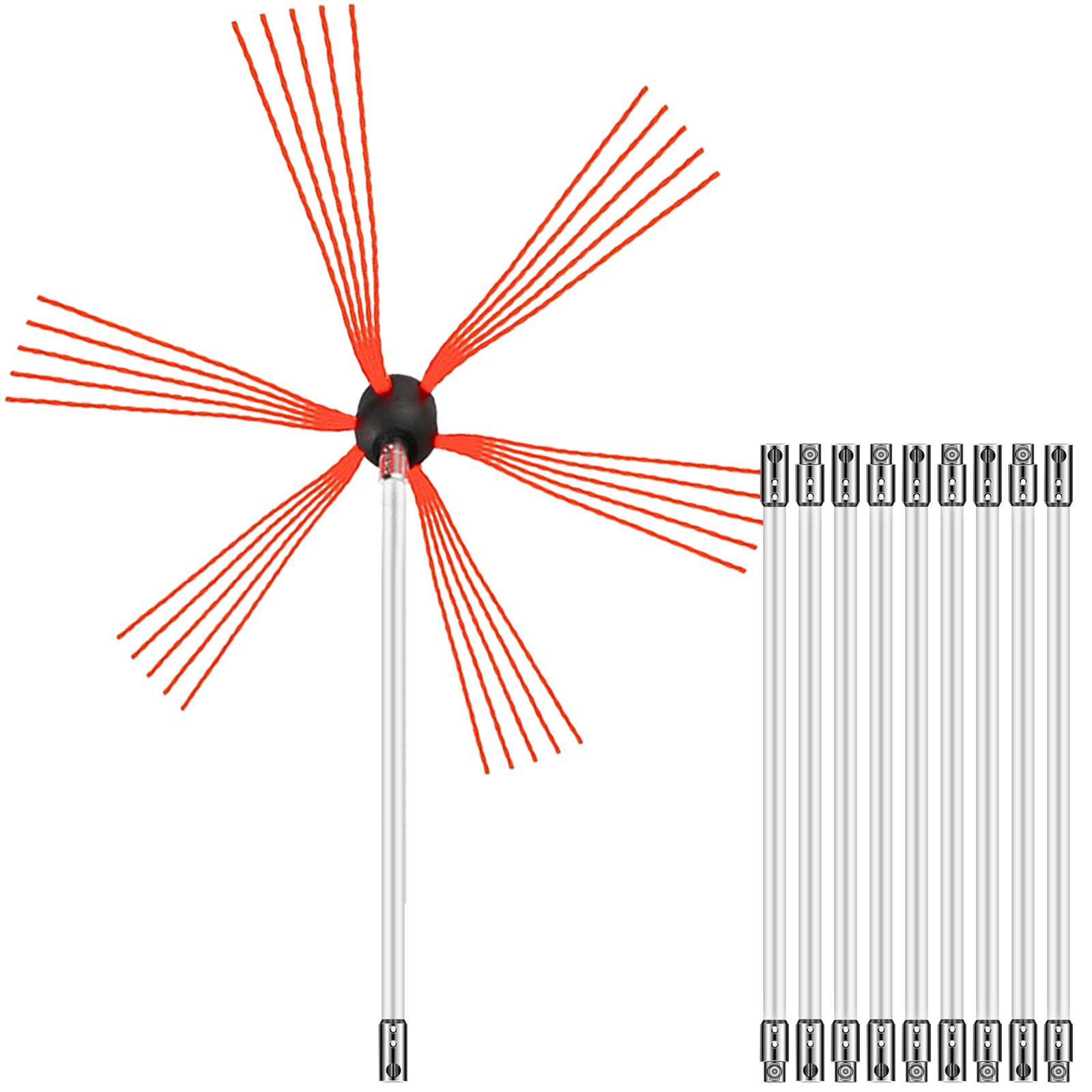 33FT Chimney Cleaner Sweep Kit Cleaning System Rotary Brush Rod Fireplace 10m