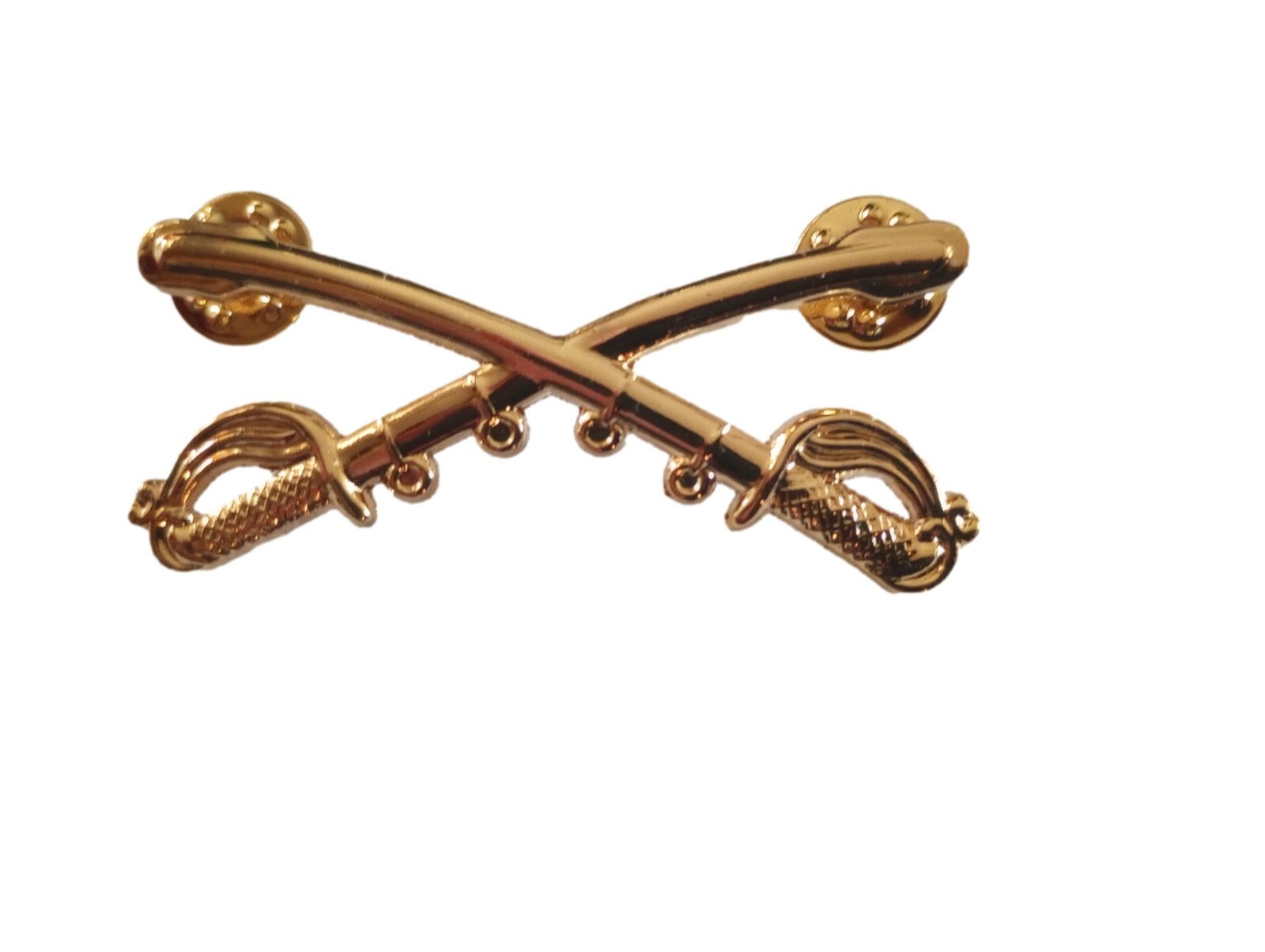 U.S MILITARY CAVALRY METAL HAT BADGE PIN CROSSED SABERS SWORDS LARGE PIN 2 1/4