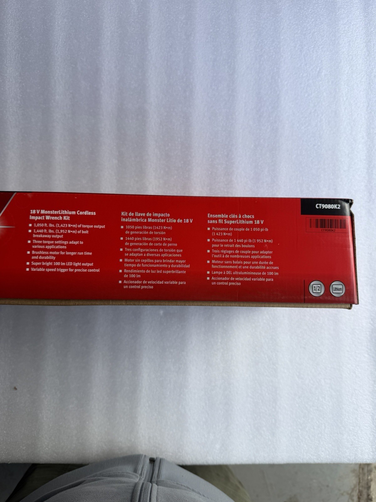 Snap-on CT9080K2 18 V 1/2" Drive MonsterLithium Cordless Impact Wrench Kit NEW