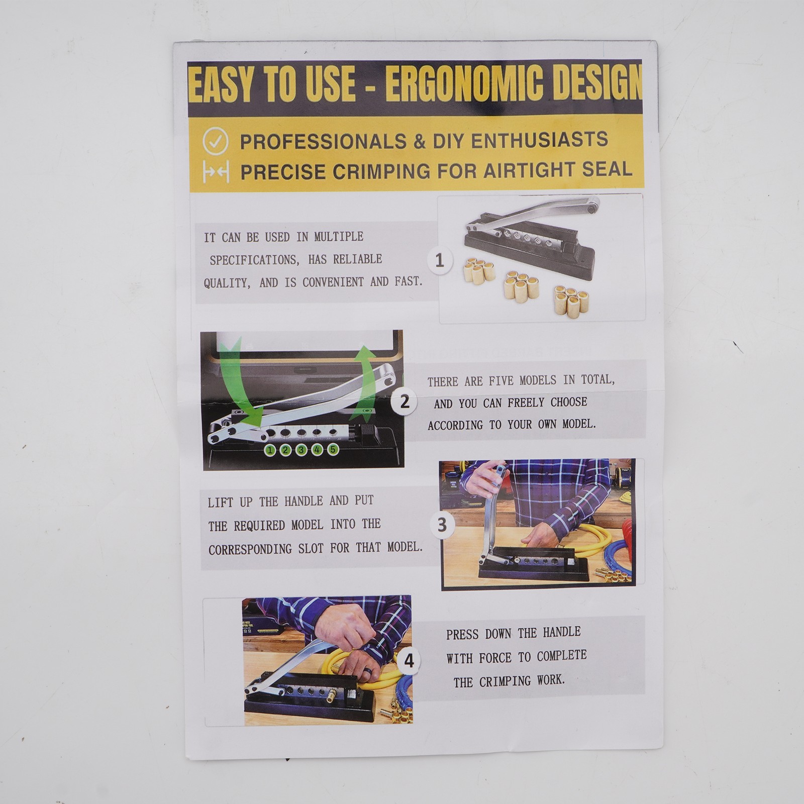 H8-KIT1 Heavy Duty Bench Hose Ferrule Crimper Crimping Tool 5 Dies W100 Ferrule