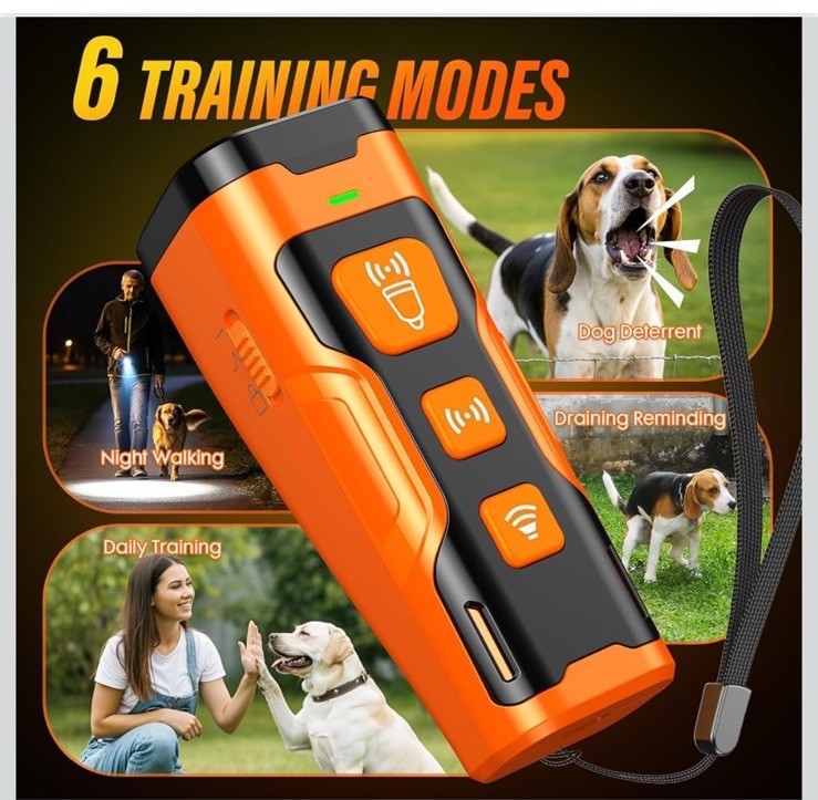 Dog Bark Deterrent Device, 3X Ultrasonic Anti Barking, 6 Training Modes