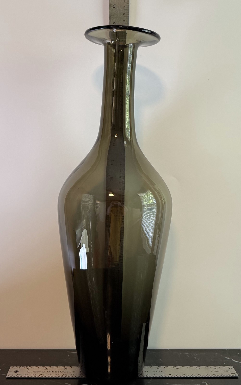 Charcoal Smoke 💨 Vintage Glass Vase 🏺 or Decanter No Stopper Gray Green 🖼️