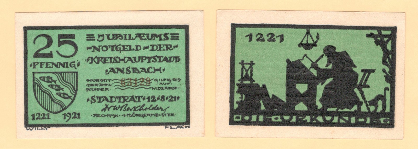German Serienscheine Notgeld 1921 { Ansbach } # L34 / GrM35 { CHOOSE ONE }