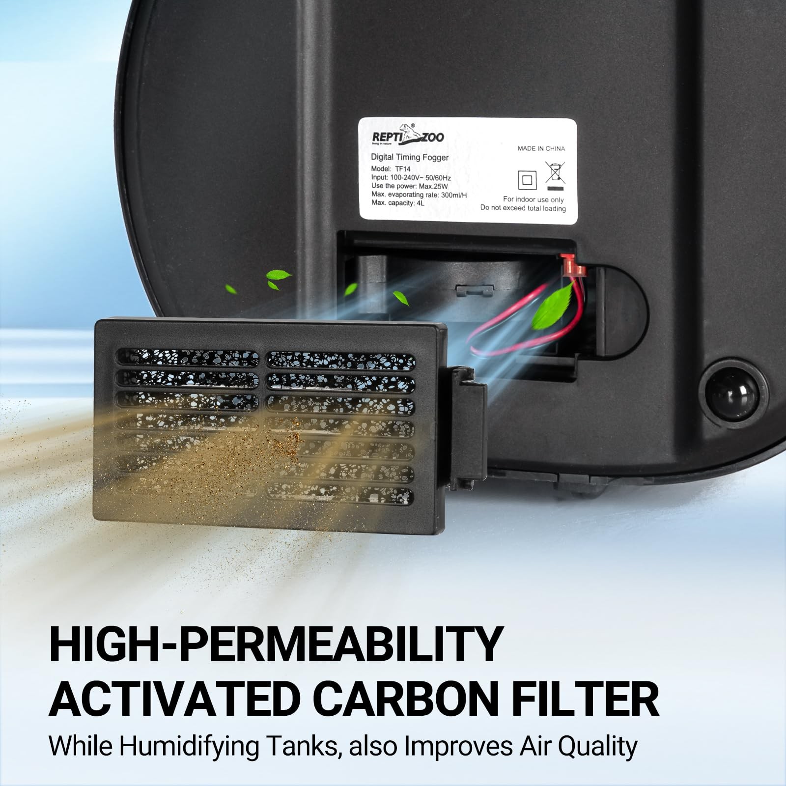 REPTI ZOO 4L Reptile Fogger Mister Humidifier w/ Integrated Tank, Digital Timer