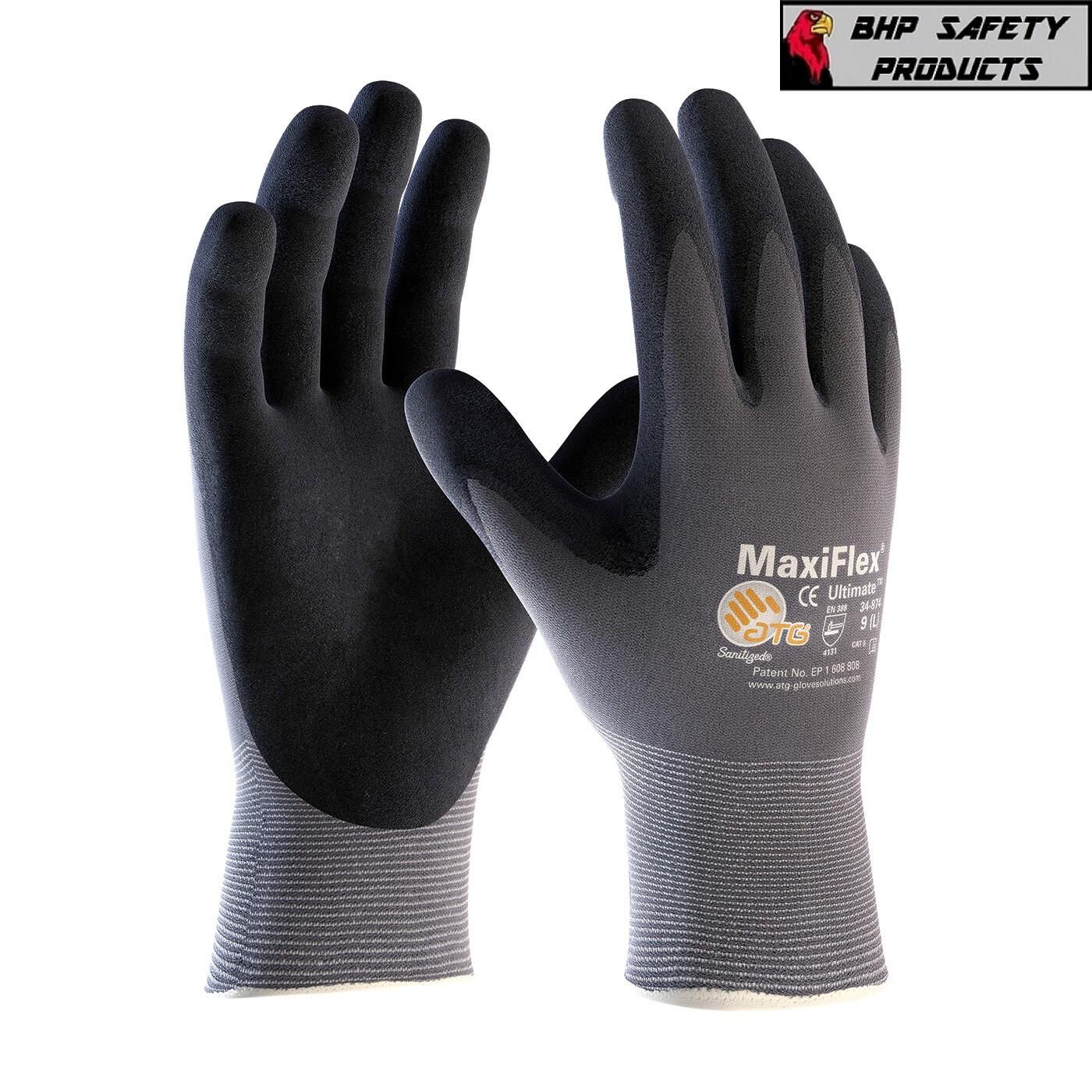 34-874 MaxiFlex Ultimate Micro Foam Nitrile Grip Coated PROTECTIVE WORK GLOVES
