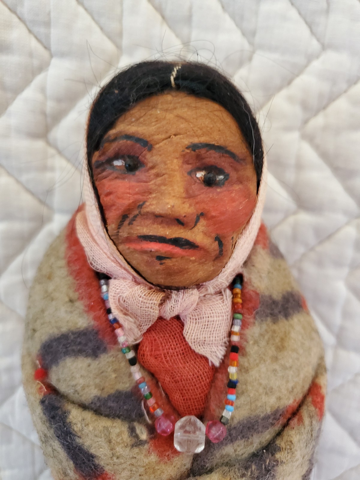 10" Early Mary Frances Woods Native American Indian Skookum Doll 1910-1920s