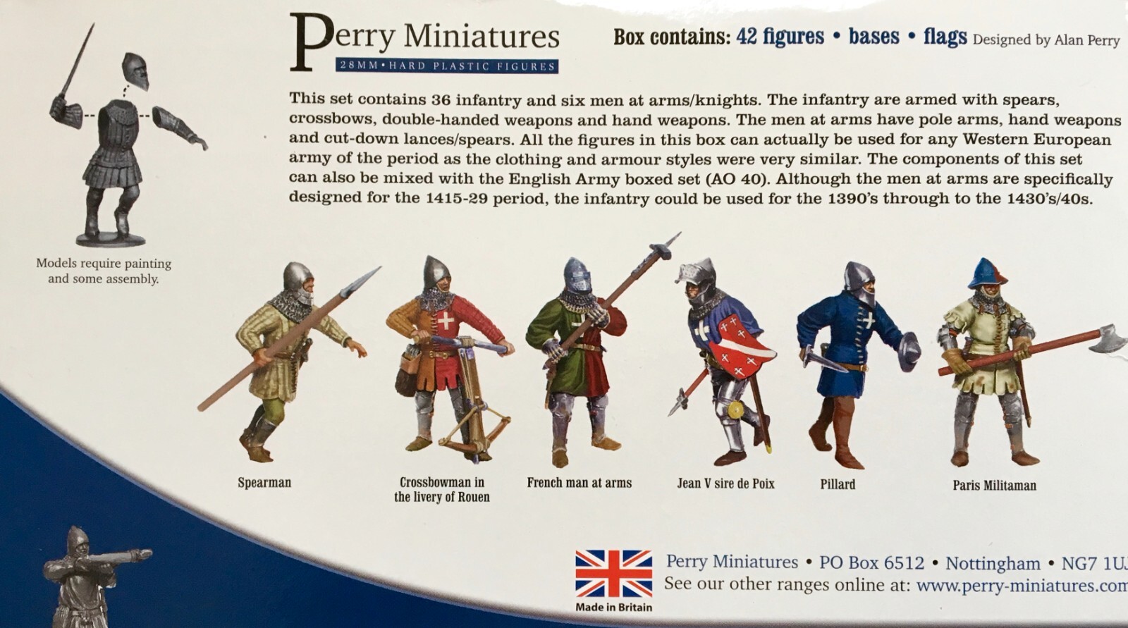 Perry Agincourt French Army 1415 - 1429 Infantry • 1 Sprue • 12 Minis