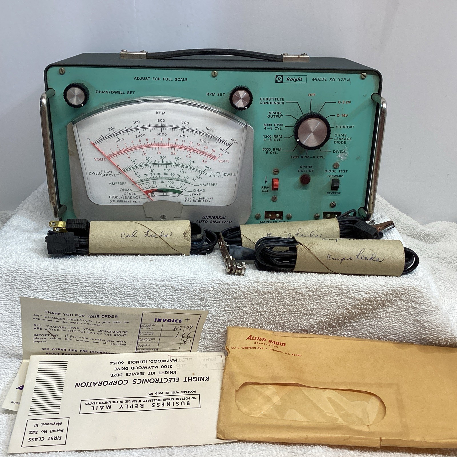 Vintage Knight Model KG-375A Universal Auto Analyzer Automotive Collectable Old