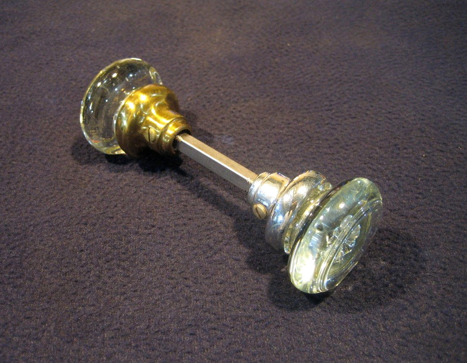 Incredible Pair Antique Victorian Round Crystal Glass Door Knobs early 1900's