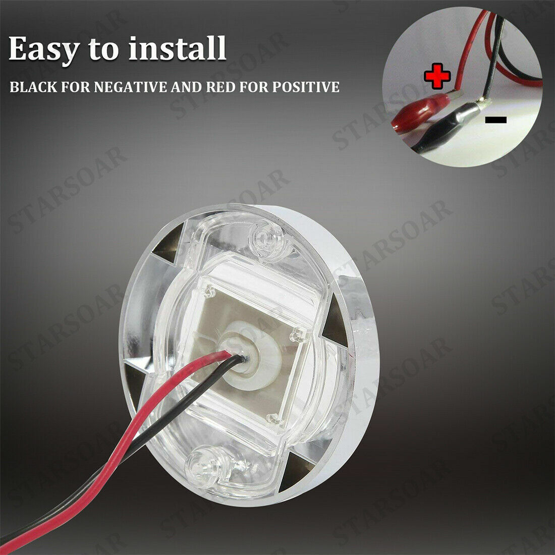 2x Marine Boat LED Deck Courtesy Lights Round 12V White Stern Transom Light