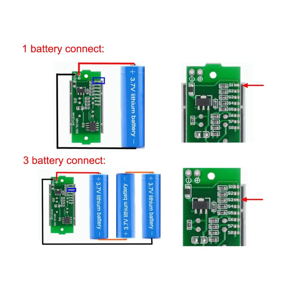 1-8S Lithium Battery Capacity Indicator Module 4-Level LED Display Tester 5-Pack