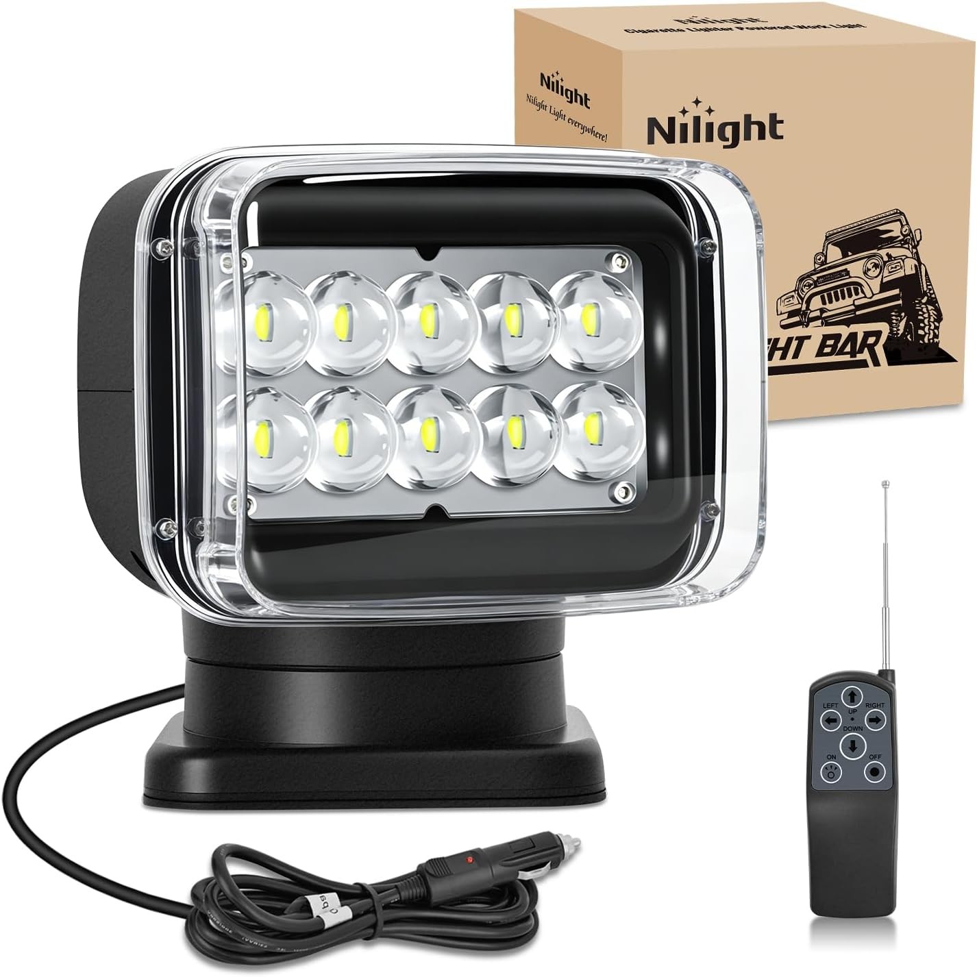 Nilight Magnetic Marine Boat Light Remote Control LED Spotlight 50W 4800LM 360