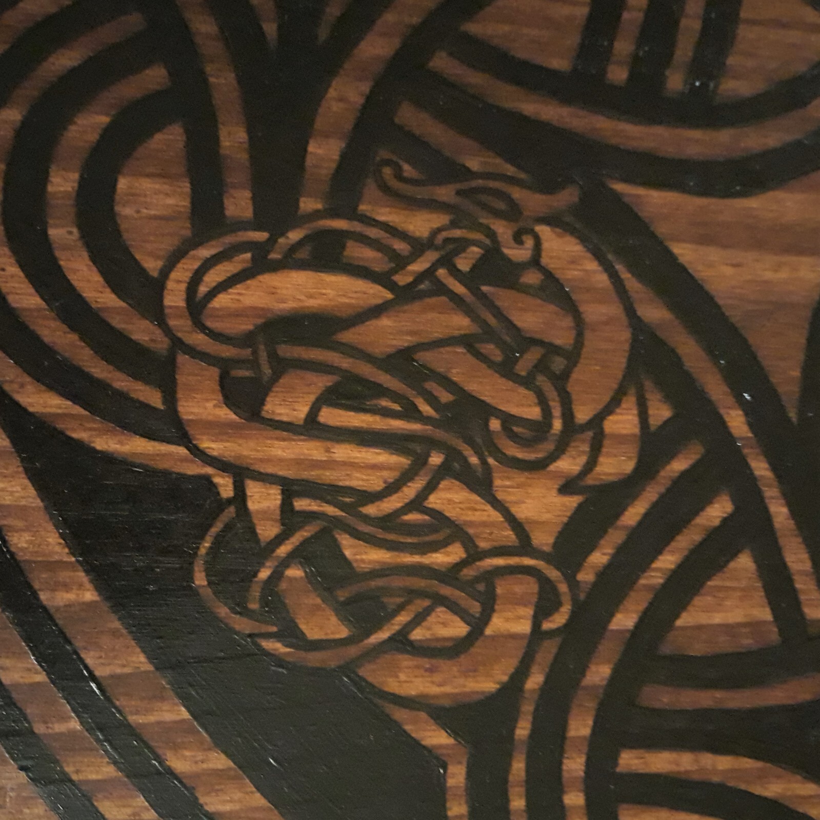 Viking Knotwork Tabletop w/ Norse Gods & Goddesses - Handpainted, 2 ft. diameter