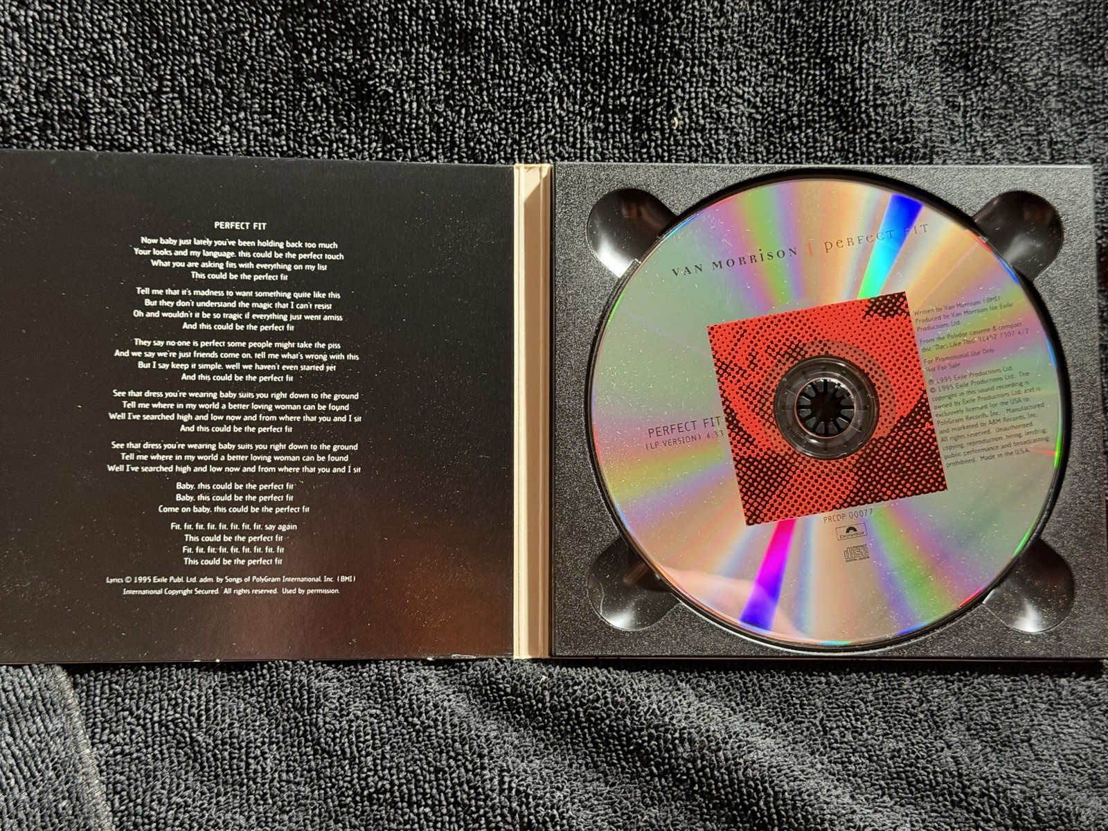 Van Morrison -“Perfect Fit” 1995 PROMO ONLY CD Single in Custom Digipak~Mercury