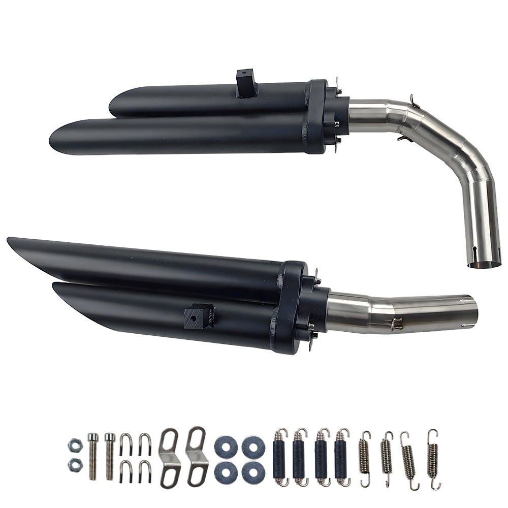 For Yamaha YZF R1 2009 -2014 Exhaust System Dual Exit Mid Pipe Black Mufflers