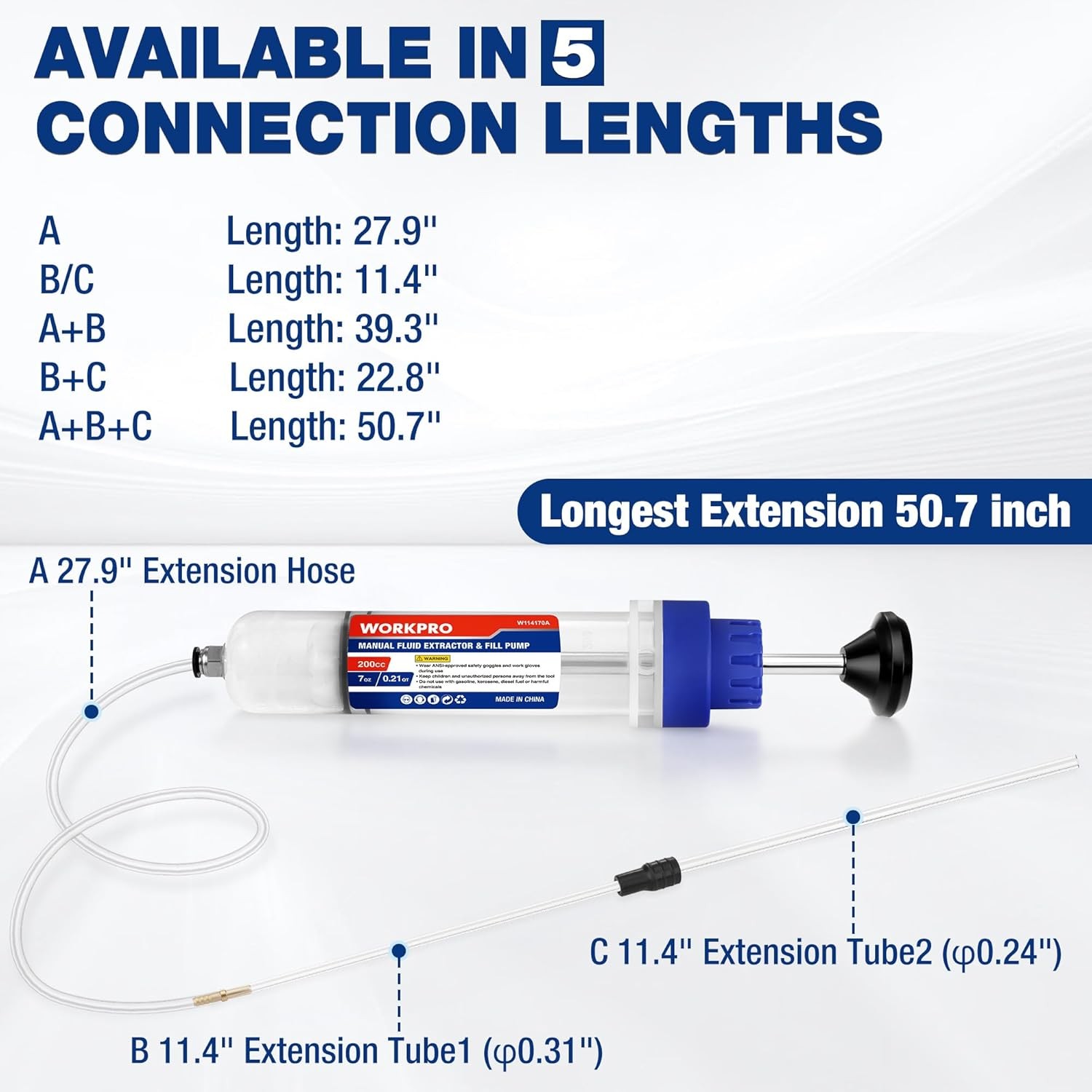 WORKPRO Fluid Extraction Filling Syringe Transfer Pumps Oil Extractor Automotive