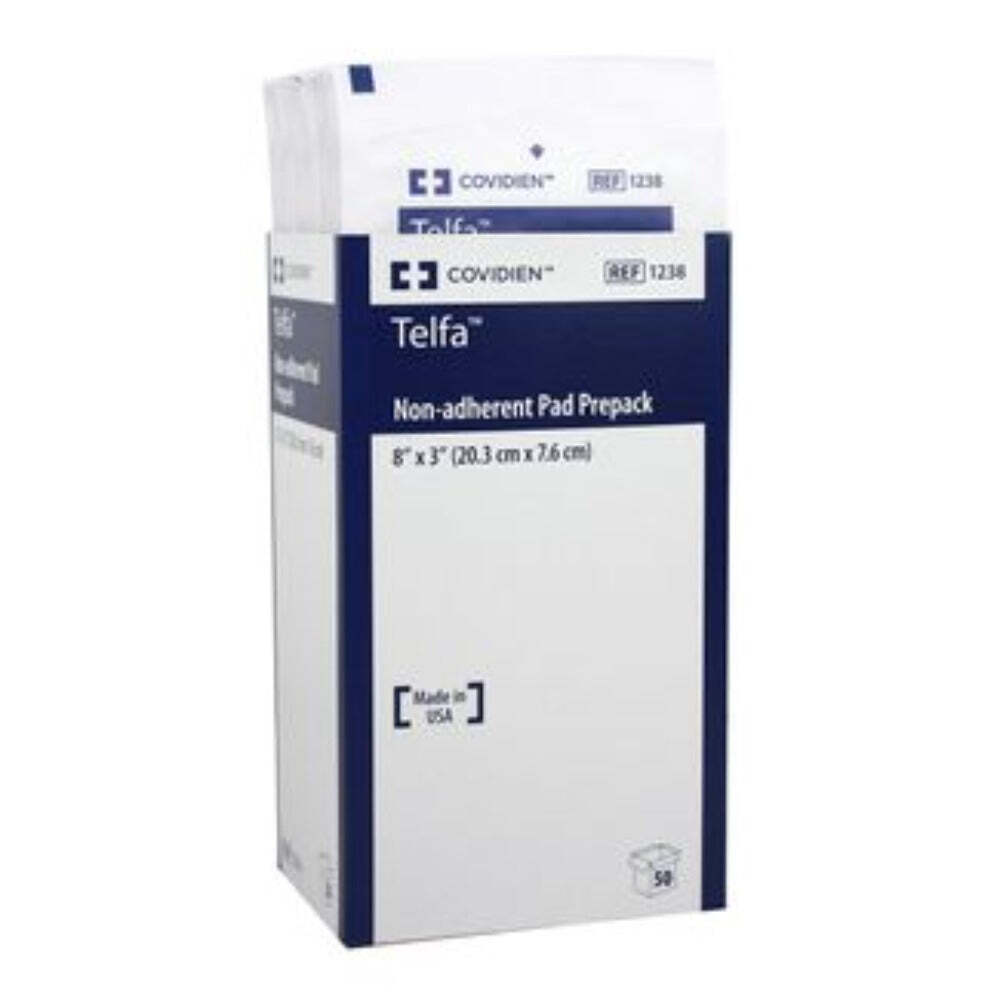 New! 50 ct. TELFA NON-ADHERENT PAD PREPACK Dressing Bandaging Size 8" x 3"