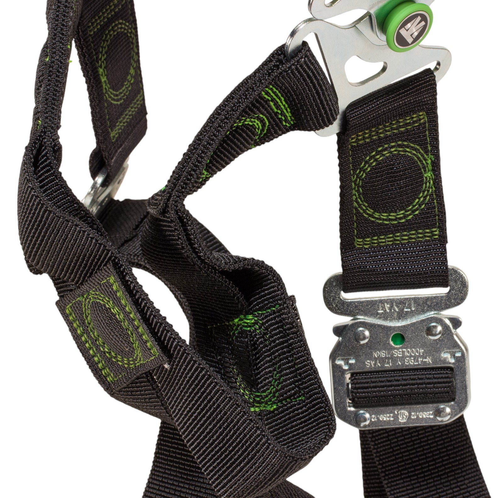 Miller Revolution Harness XS Green Python Webbing Quick Connect Leg Buckles