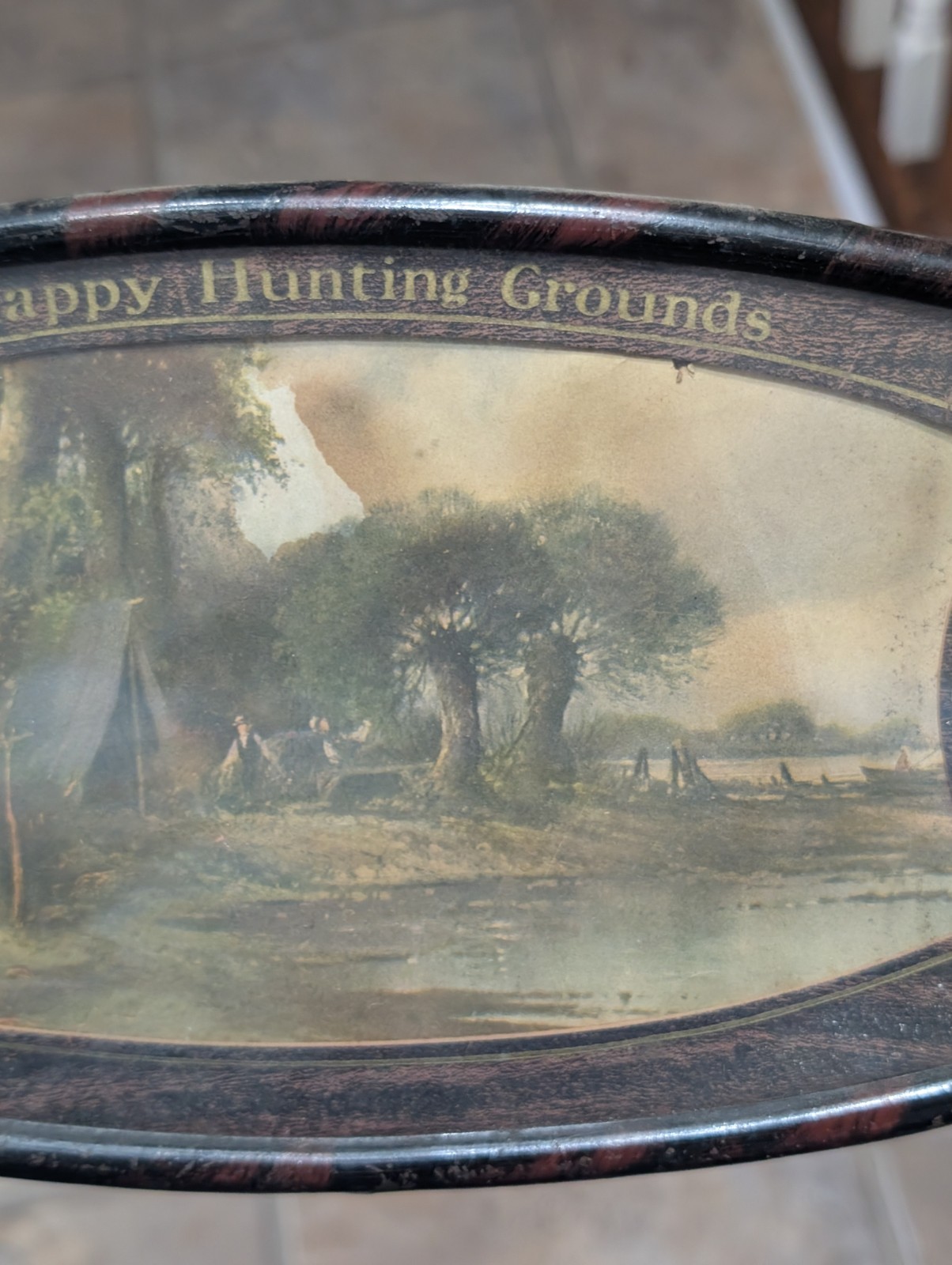 Antique Picture The Happy Hunting Grounds Native American Indians Metal Frame