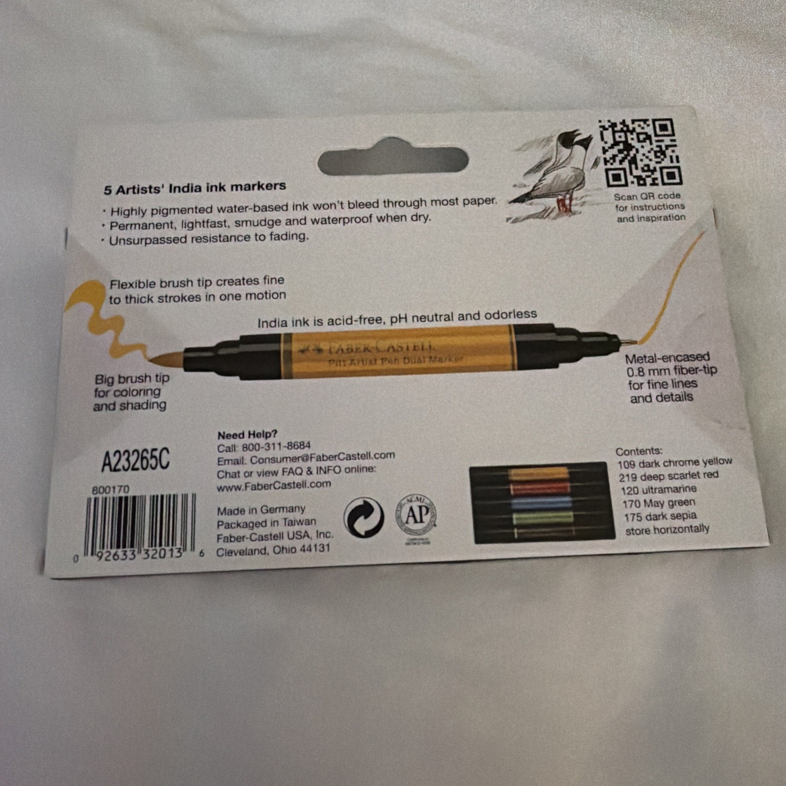 Faber-Castell Basic Tones Pitt Artist Pen Dual Markers, 5ct