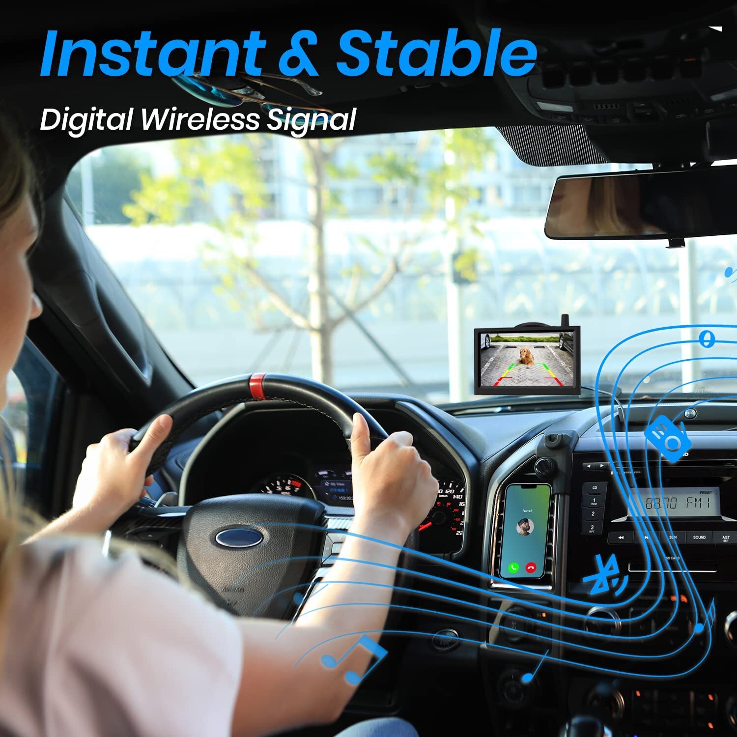 AUTO-VOX Solar Wireless Backup Camera 5'' Monitor + HD Rear View Parking System