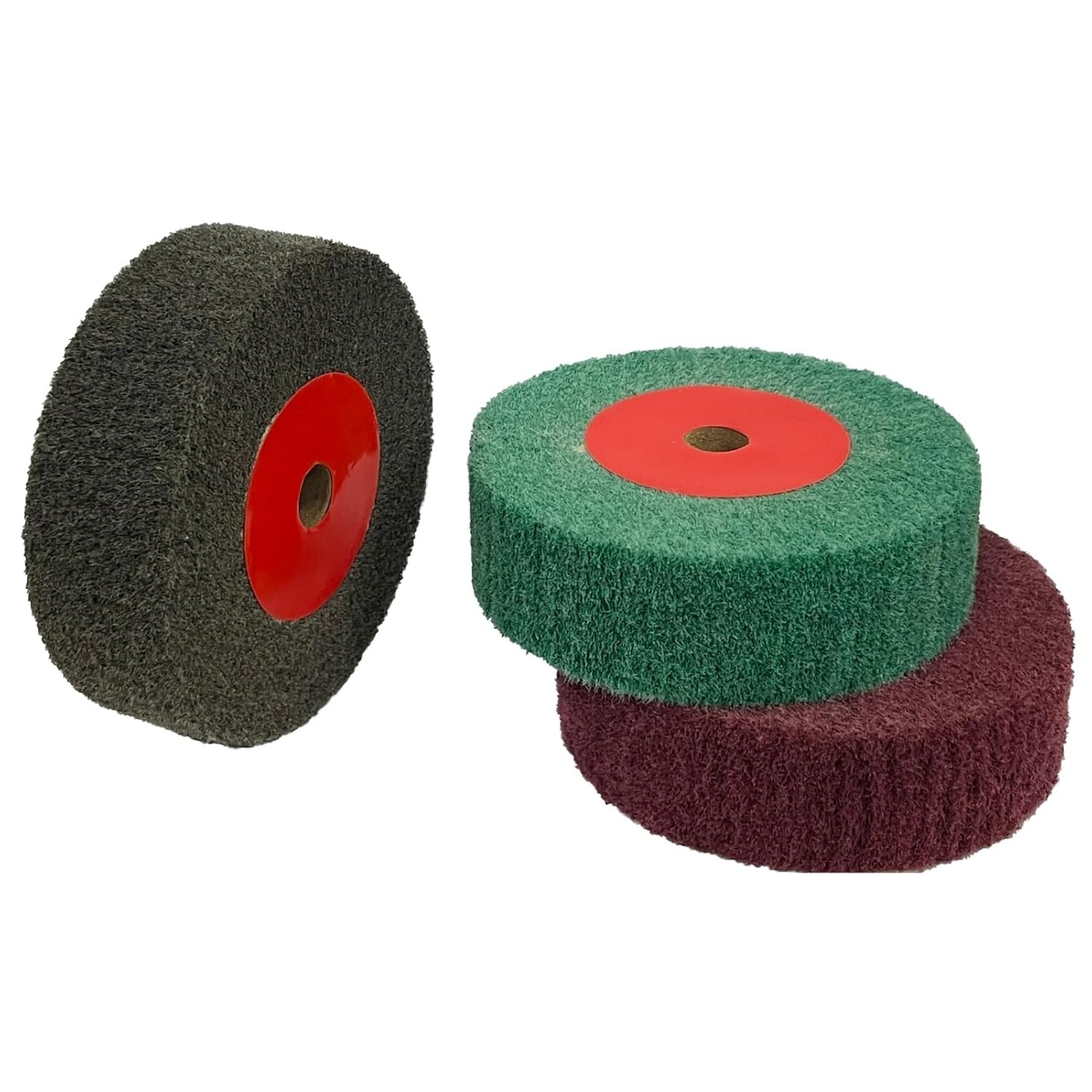 3Pcs 4" Nylon Polishing Wheels, 320/600/800 Grit, 1.2" Thickness, 1/2" Arbor