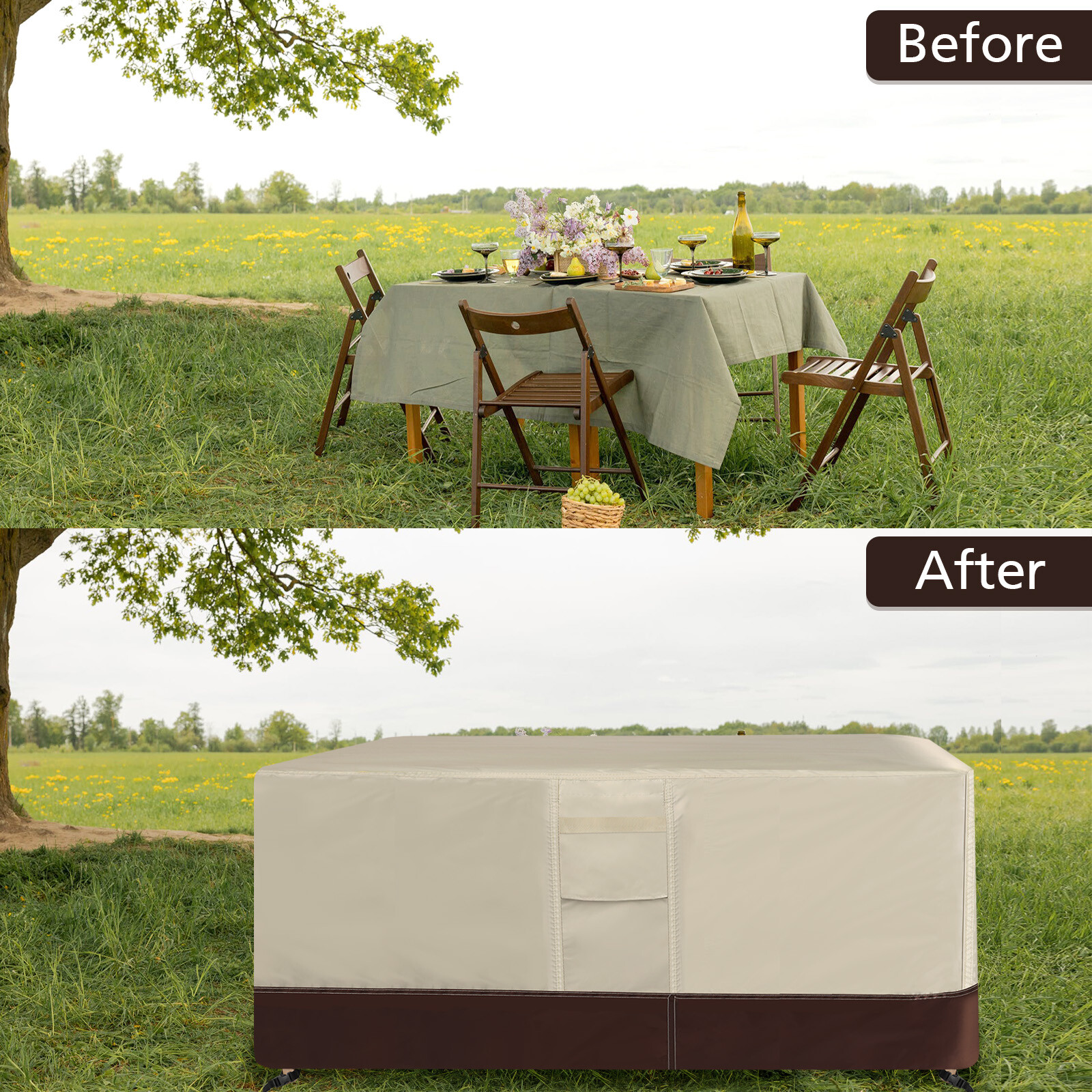 Heavy Duty 420D Patio Furniture Covers Waterproof Outdoor Table Protector w/Bag