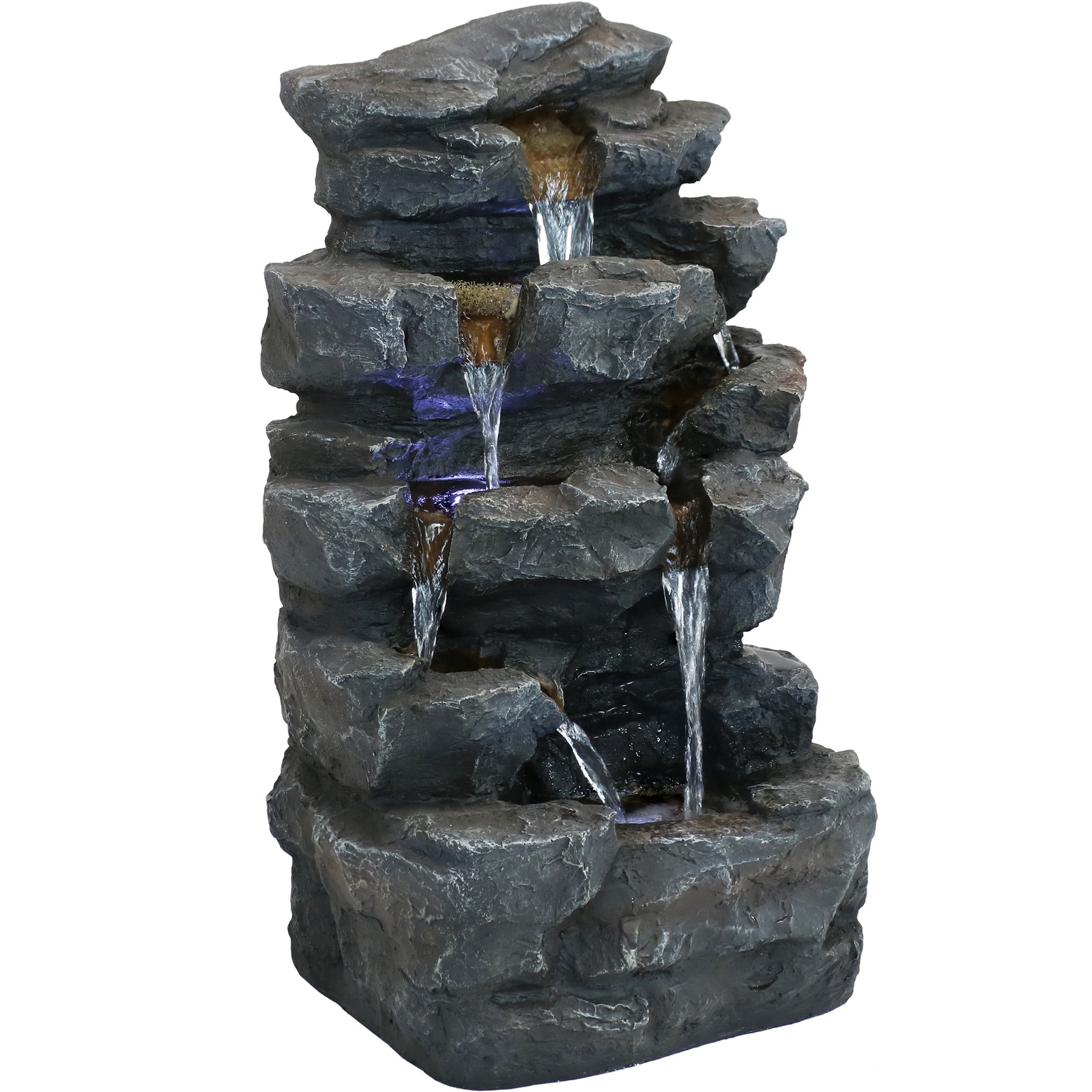 Polyresin Grotto Falls Water Fountain with LED Lights - 24 in by Sunnydaze