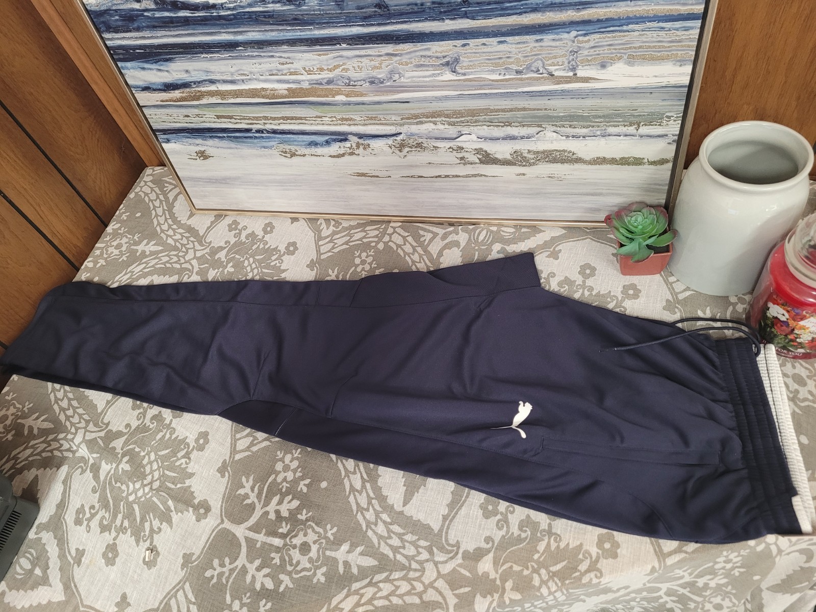 Puma Mens Training Pants Navy White XL