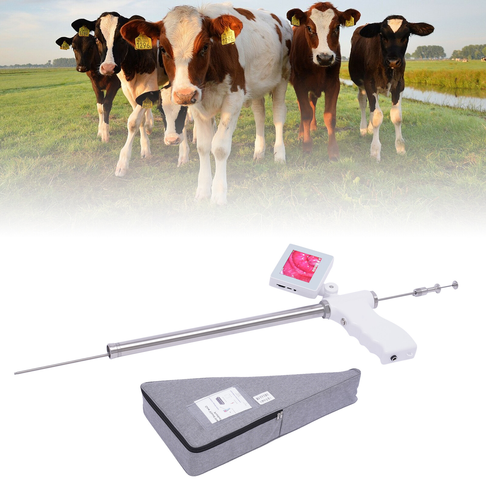 Visual Insemination Gun Cattle Cows for Livestock Artificial Insemination Kit HD