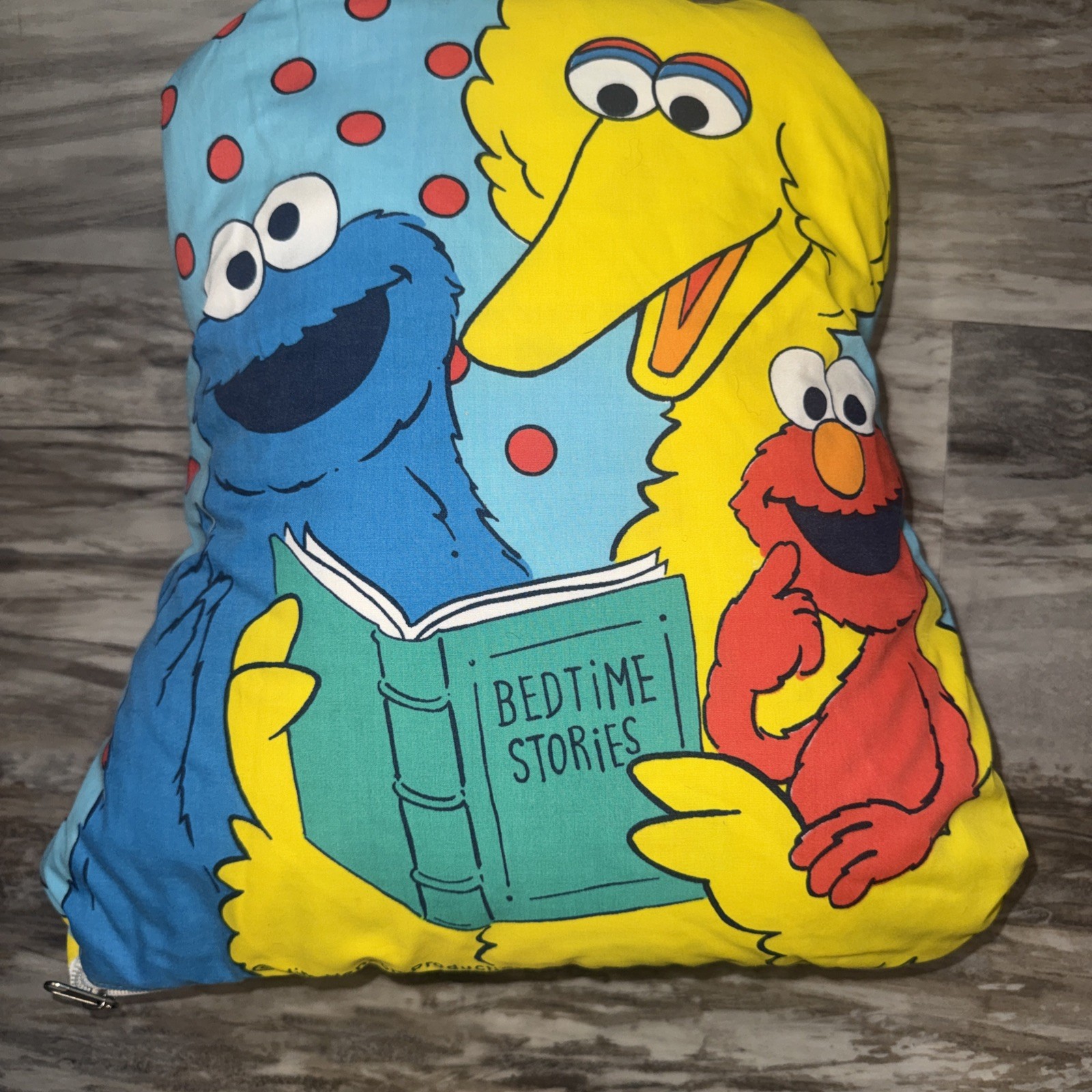 Vintage Big Bird Sesame Street Yellow Kids Sleeping Bag 39X25 Folds Into Pillow
