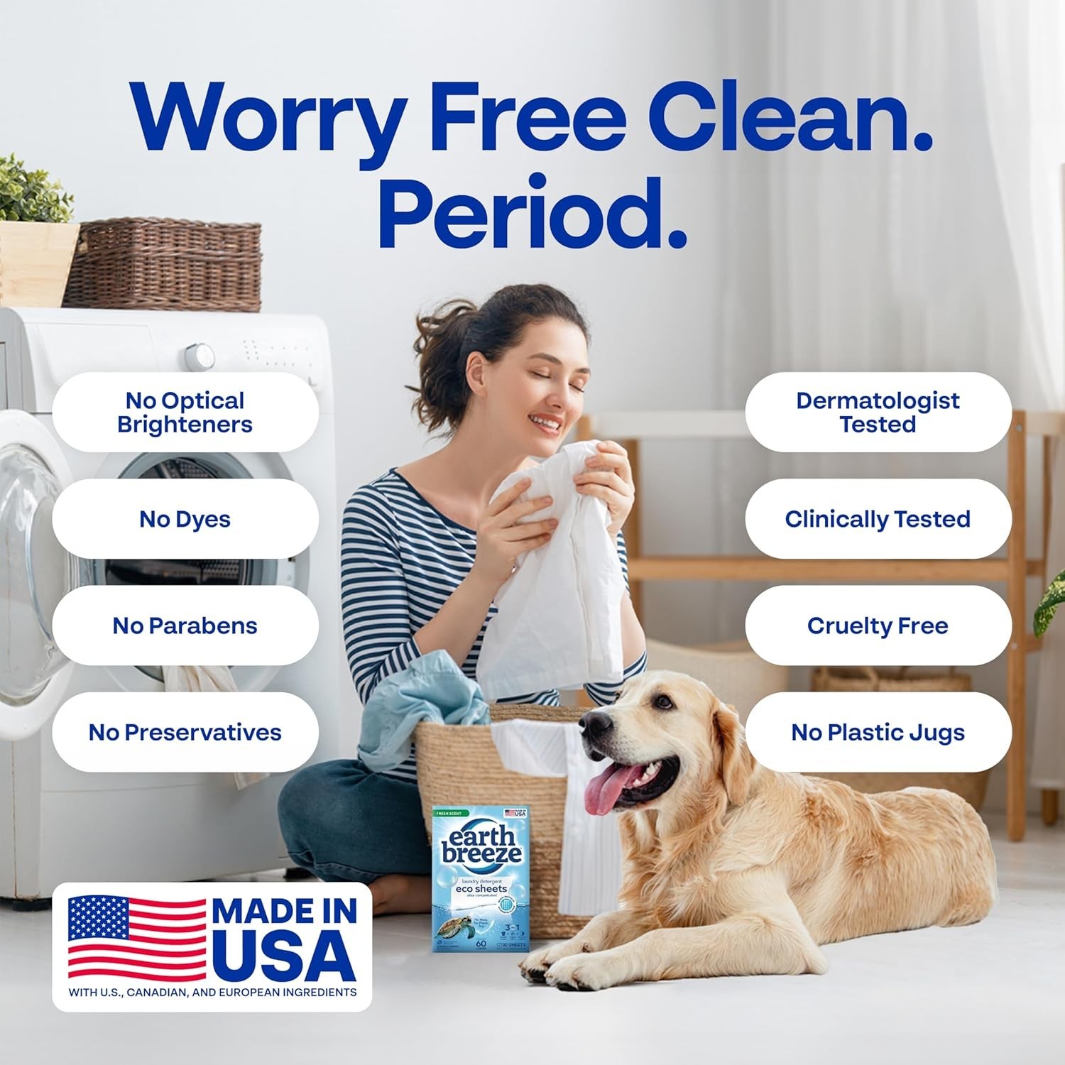 Earth Breeze Laundry Detergent Sheets Fresh Scent - 60 Loads Eco Liquidless 30Ct