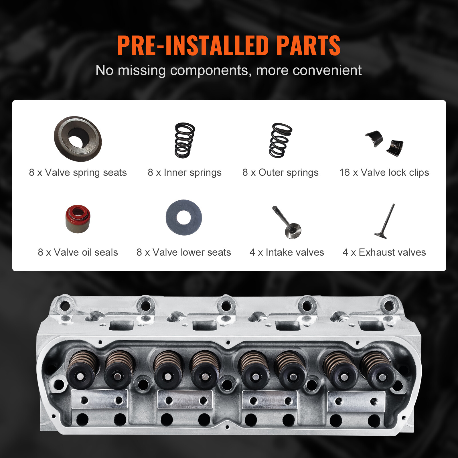 VEVOR Complete Aluminum Cylinder Heads FORD SBF GT40 289 302 351W Mustang 175cc