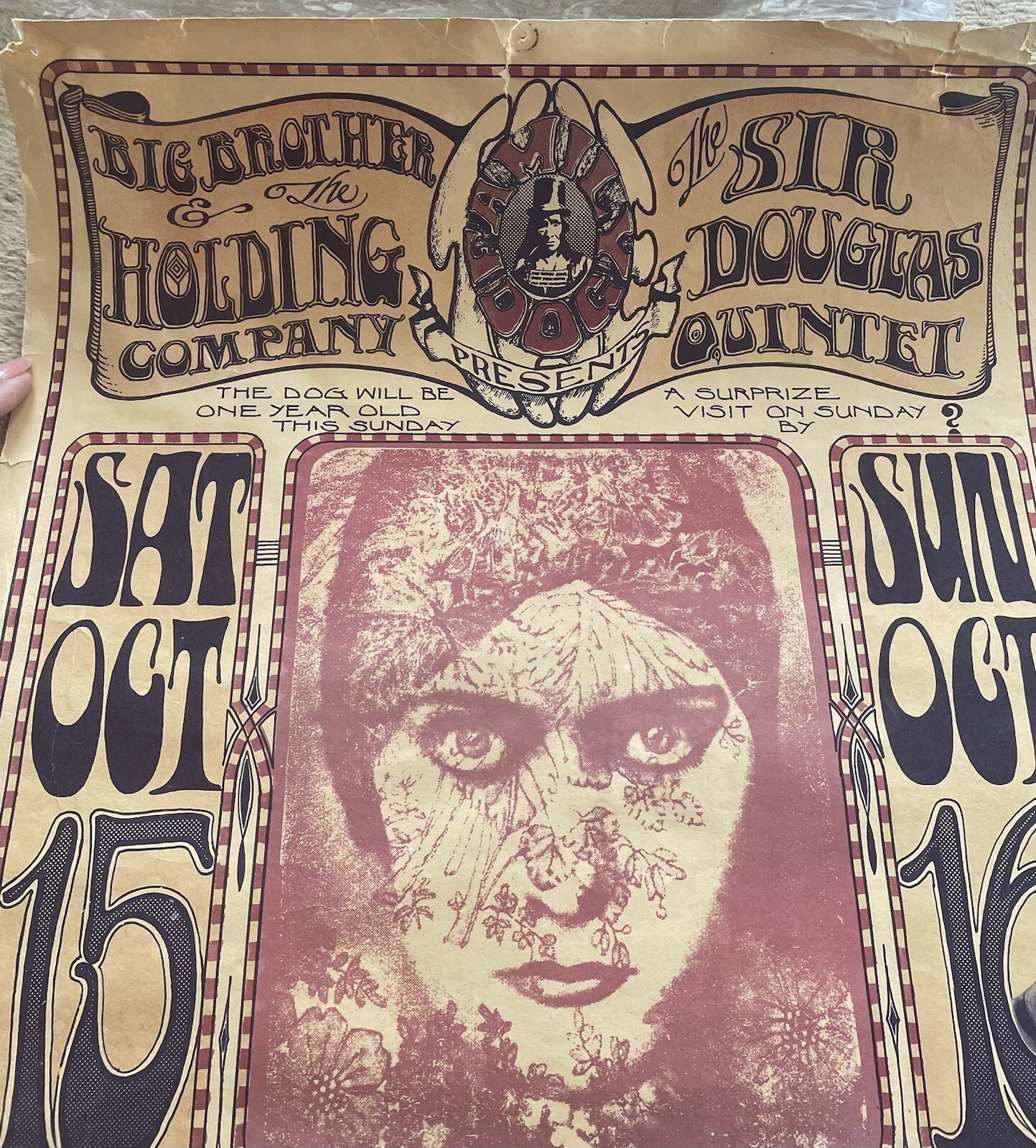 1966 BIG BROTHER & THE HOLDING CO. Sir Douglas Quintet, FD-30 Family Dog Poster