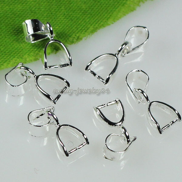 50/100/200pcs Pendant Pinch Bails Silver/Dull Silver/Gold Plated 14mm/16mm/20mm
