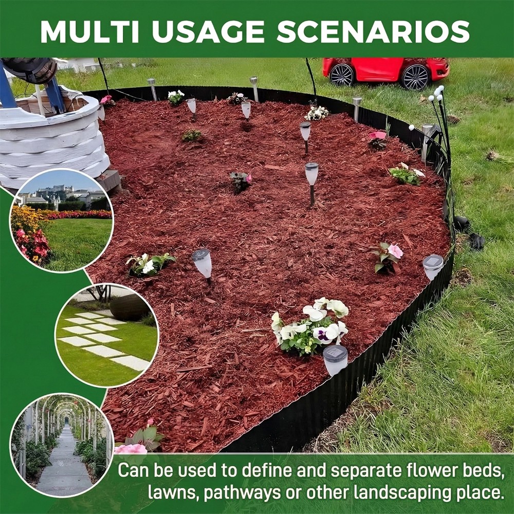 2pcs 30ft Garden Landscape Edging Border Lawn Edging Border Fence Yard Patios