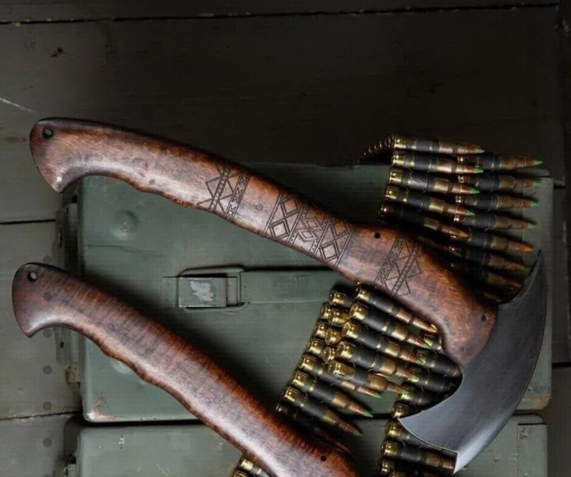 CUSTOM HANDMADE 14" CARBON STEEL REPLICA WINKLER HUNTING/THROWING AXE W/SHEATH