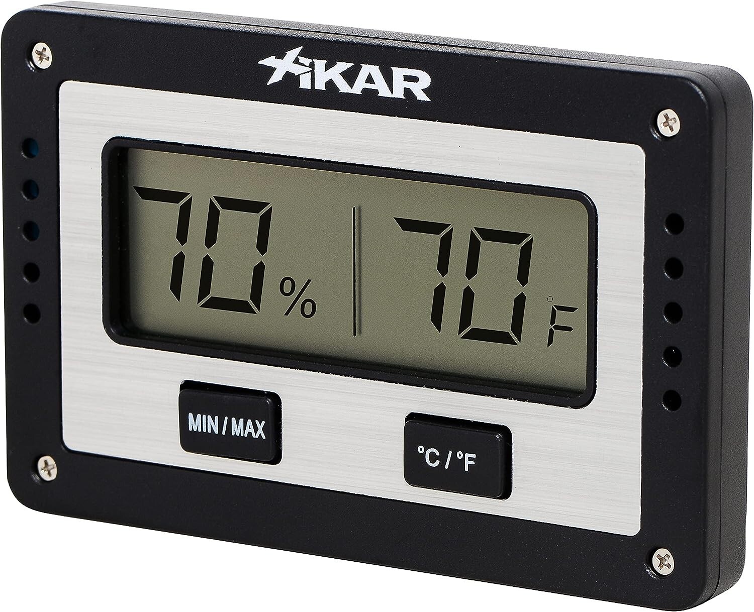 Xikar PuroTemp Rectangular Digital Hygrometer, Compact and Lightweight, Black