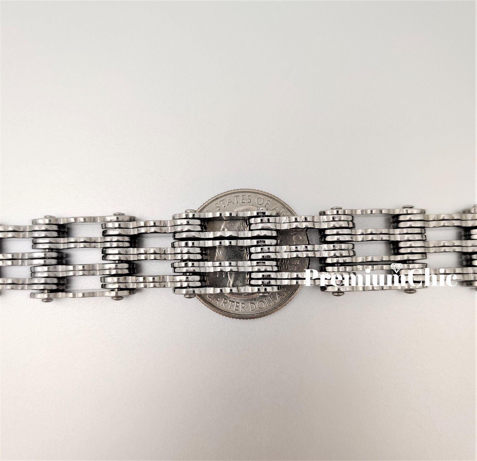 SOLID Stainless Steel Motorcycle Bike Chain Design Bracelet Men's Jewelry 16MM