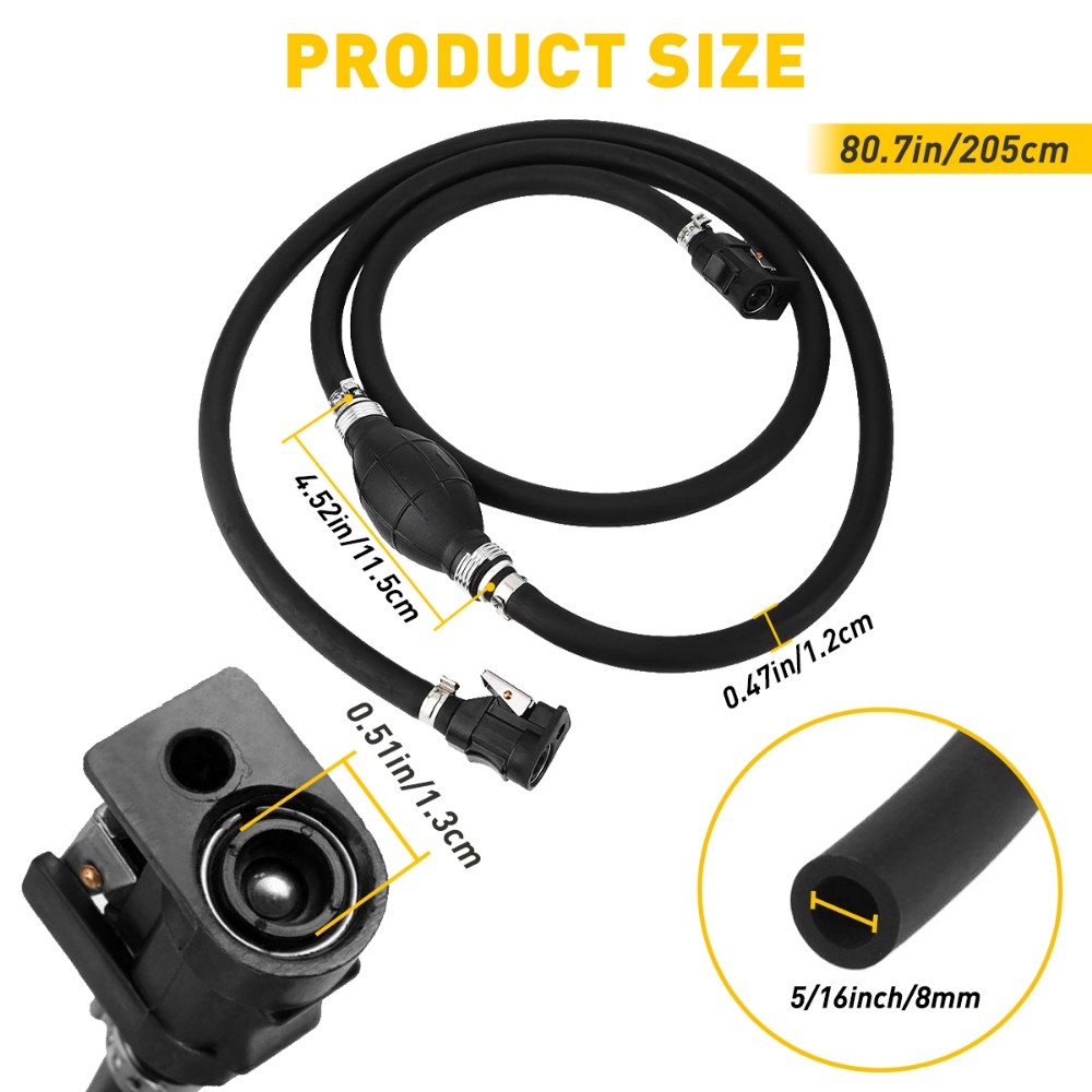 Universal 3/8" Marine Outboard Boat Fuel/Gas Hose Line Assembly Free Shipping US