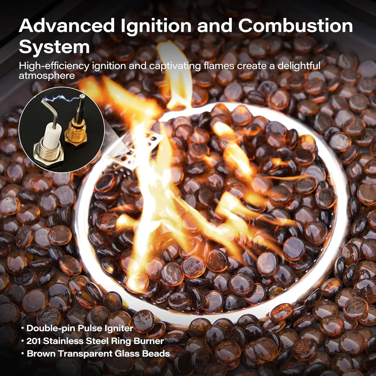 LAUSAINT HOME 64in 50,000 BTU Gas Fire Pit Table for Outside Patio, Propane