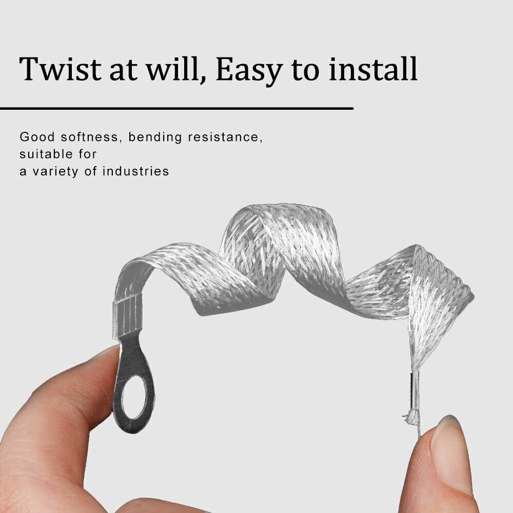 5× Braid Ground Strap Car Engine Ground Strap Cable Firewall Hood Wire End Ktis