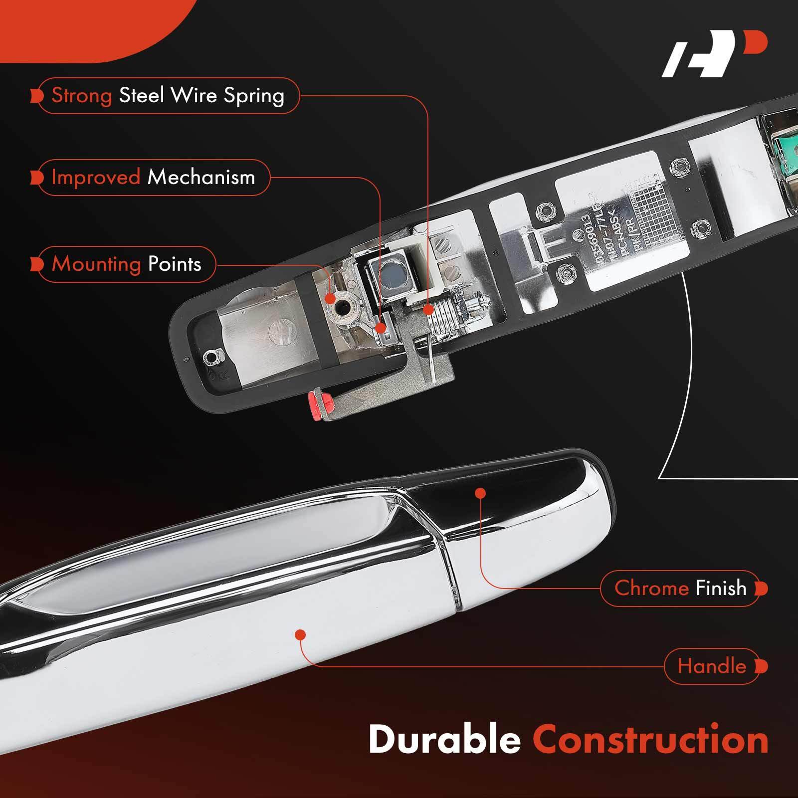 4x Chrome Exterior Door Handle Front &Rear for Chevy Silverado 1500 GMC Cadillac