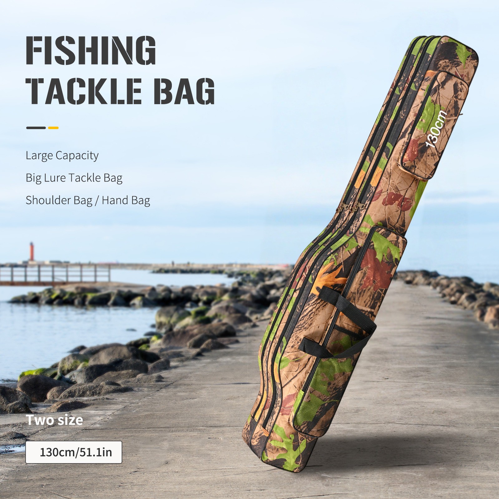 Fishing Rod Case - 3 Layers Fishing Pole Bag Portable Carry Storage Case 130cm