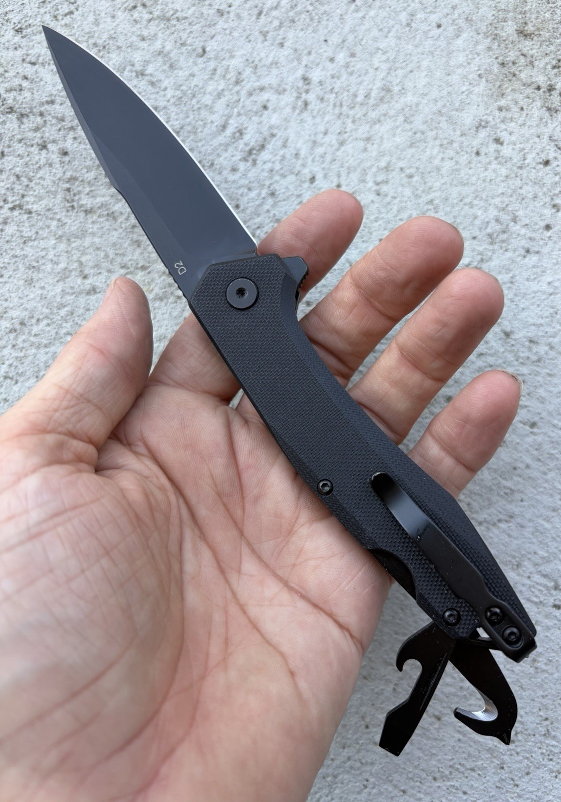 MOSSY OAK FOLDING POCKET KNIFE D2 BLADE GLASS BREAKER ROPE CUTTER BOTTLE OPENER