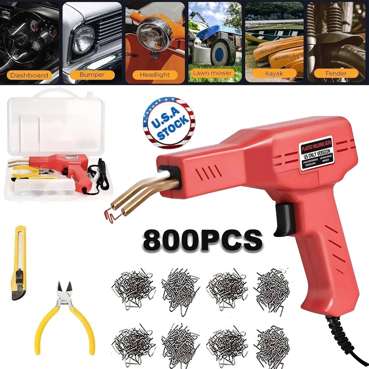 Plastic Welder Kit Soldering Hot Stapler Bumper Repair Welding Gun 800 Staples