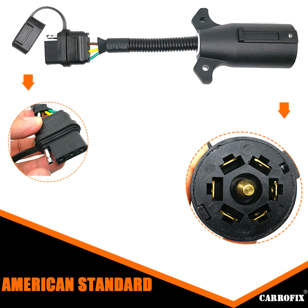Truck RV Blade 7-Way to 4-Way Flat Trailer Wiring Adapter Connector Plug 7/4 Pin