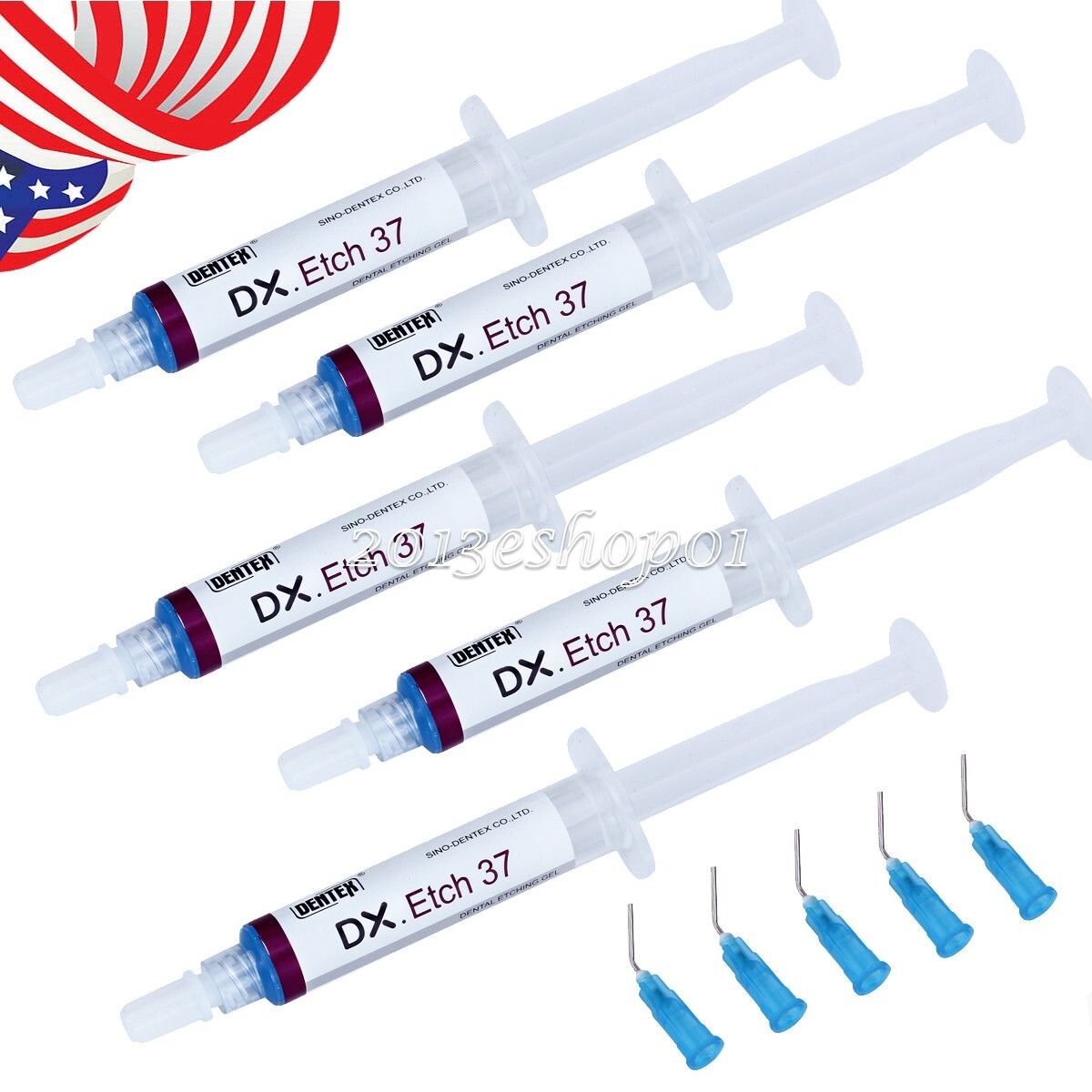 5 Kits Dentex Dental Acid Etch Etching Gel 37% 5 ml/syringe