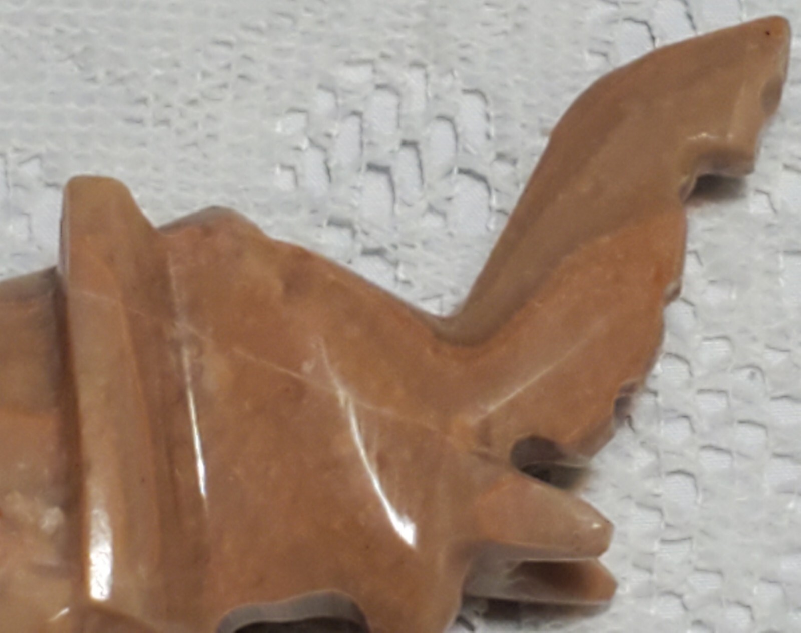 Natural Pink Blush Stone Elephant Hand Carved Marble Trunk Up for Good Luck Vtg